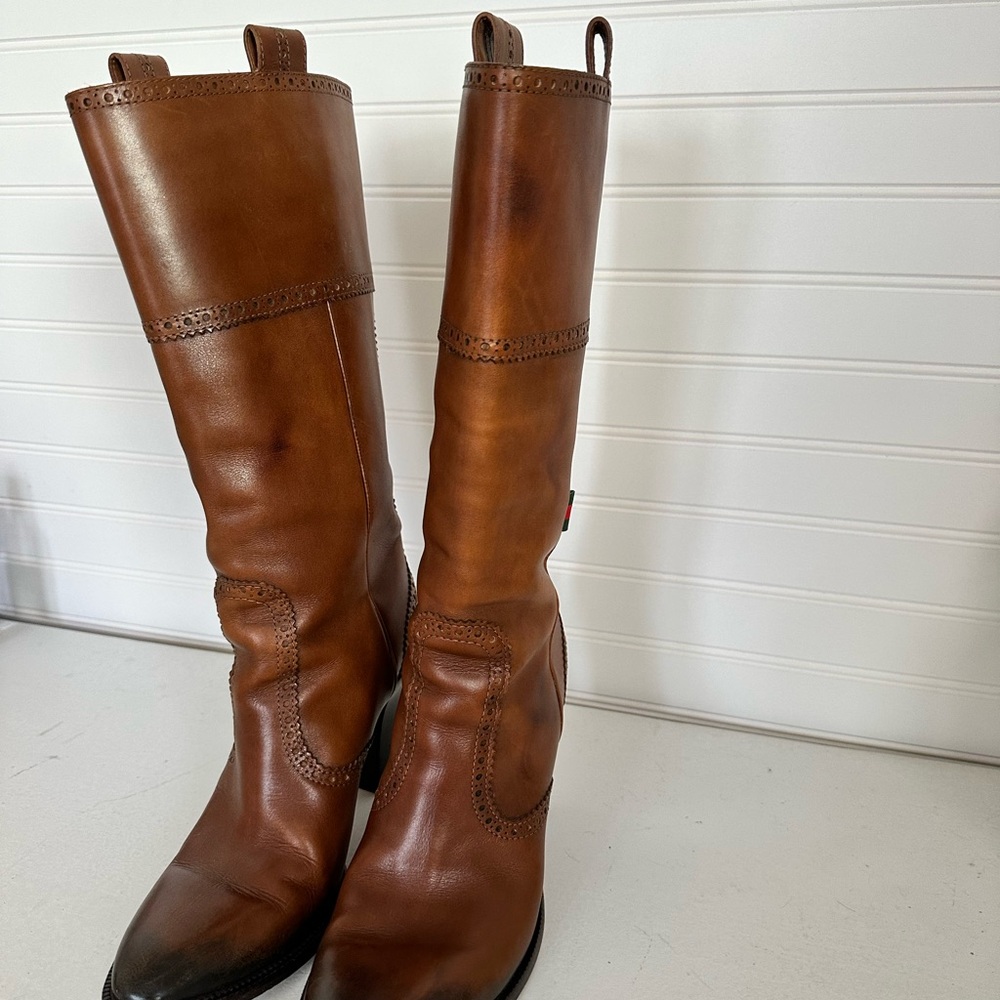 Gucci Brown Leather Knee-High Boots - Picture 3 of 10